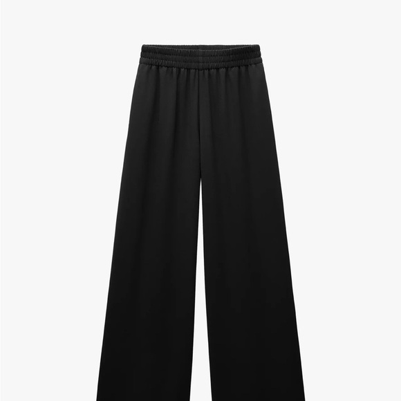 Zara Pants - NWT Zara Black Crepe Wide-Leg Trousers